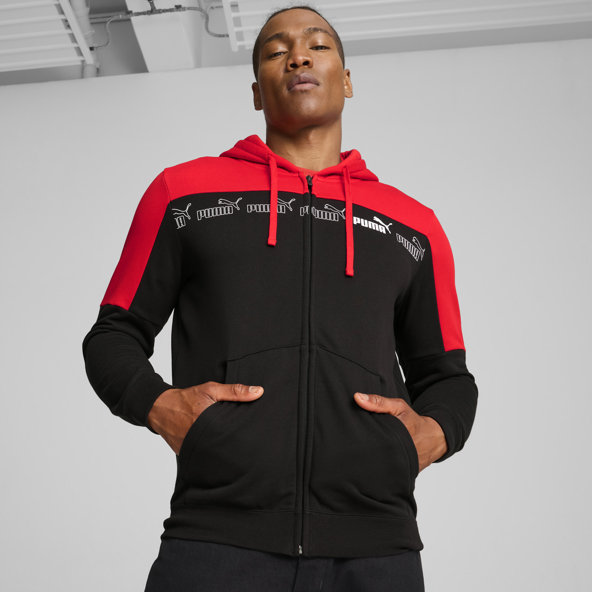 Puma Around the Block Kapuzenjacke Herren | Mit Print | Red | Größe: XS