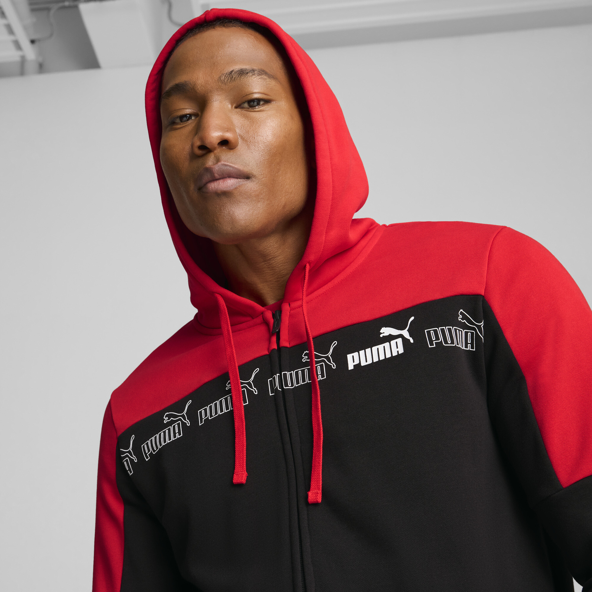 PUMA Around The Block hoodie met rits voor Heren, Rood, Maat XS thumbnail 7