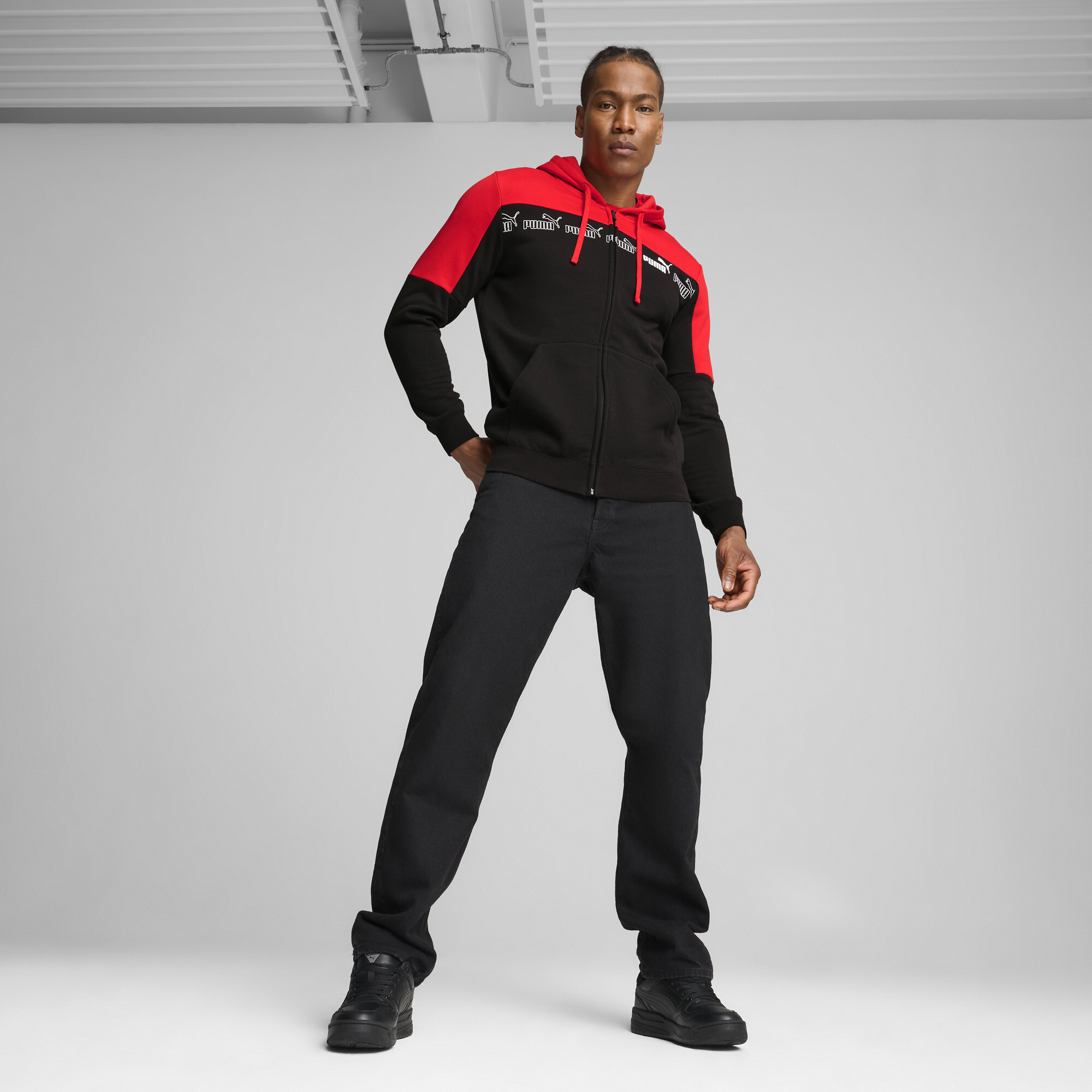 PUMA Around The Block hoodie met rits voor Heren, Rood, Maat XS thumbnail 6