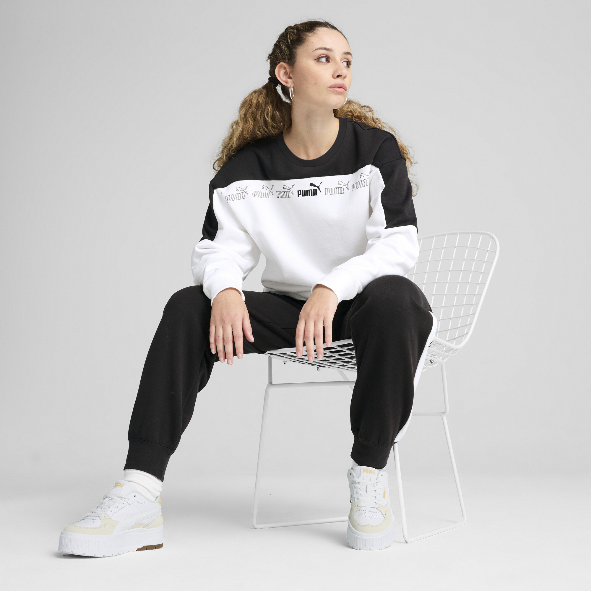 PUMA Around The Block top met ronde hals voor Dames, Wit, Maat S thumbnail 6