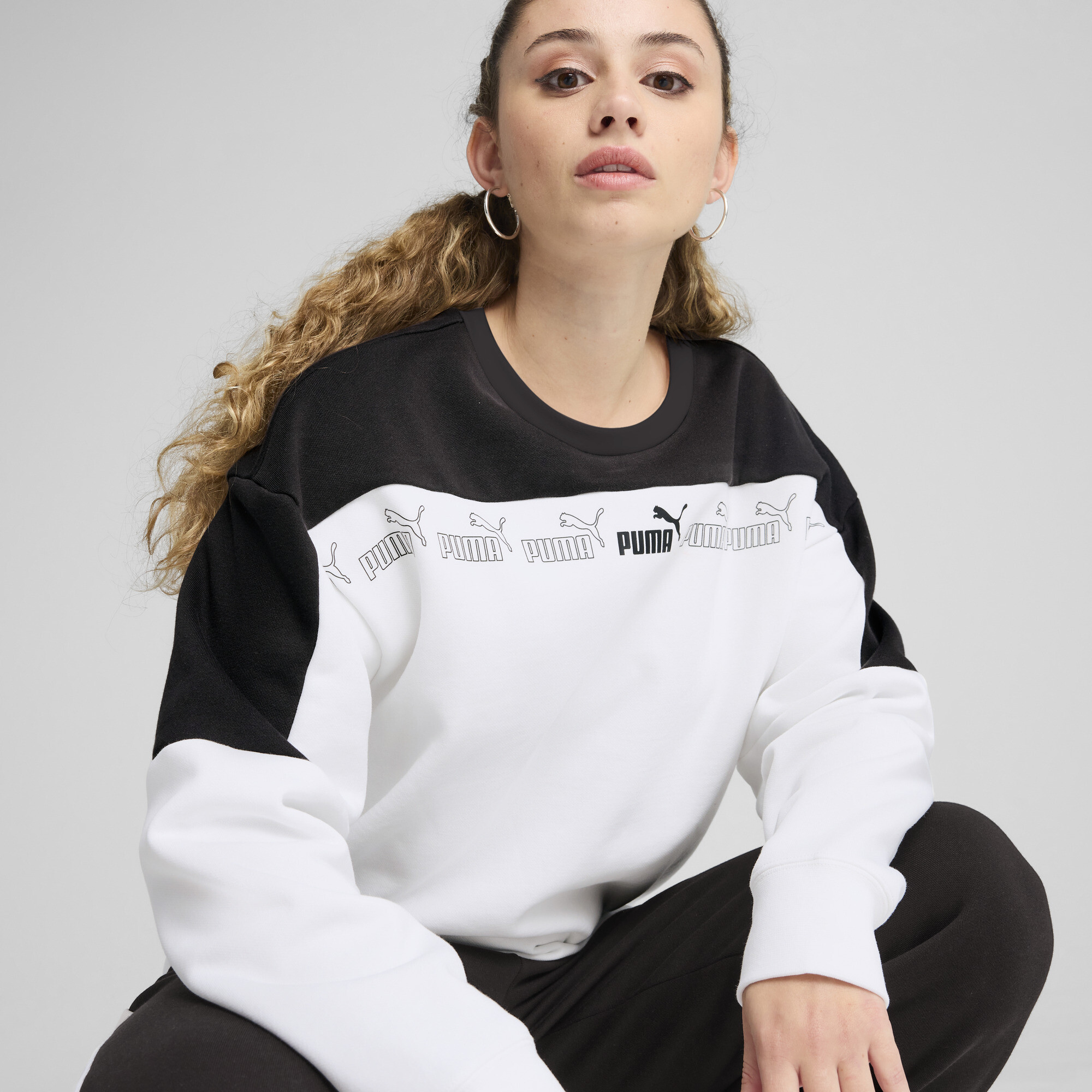 PUMA Around The Block top met ronde hals voor Dames, Wit, Maat S thumbnail 4