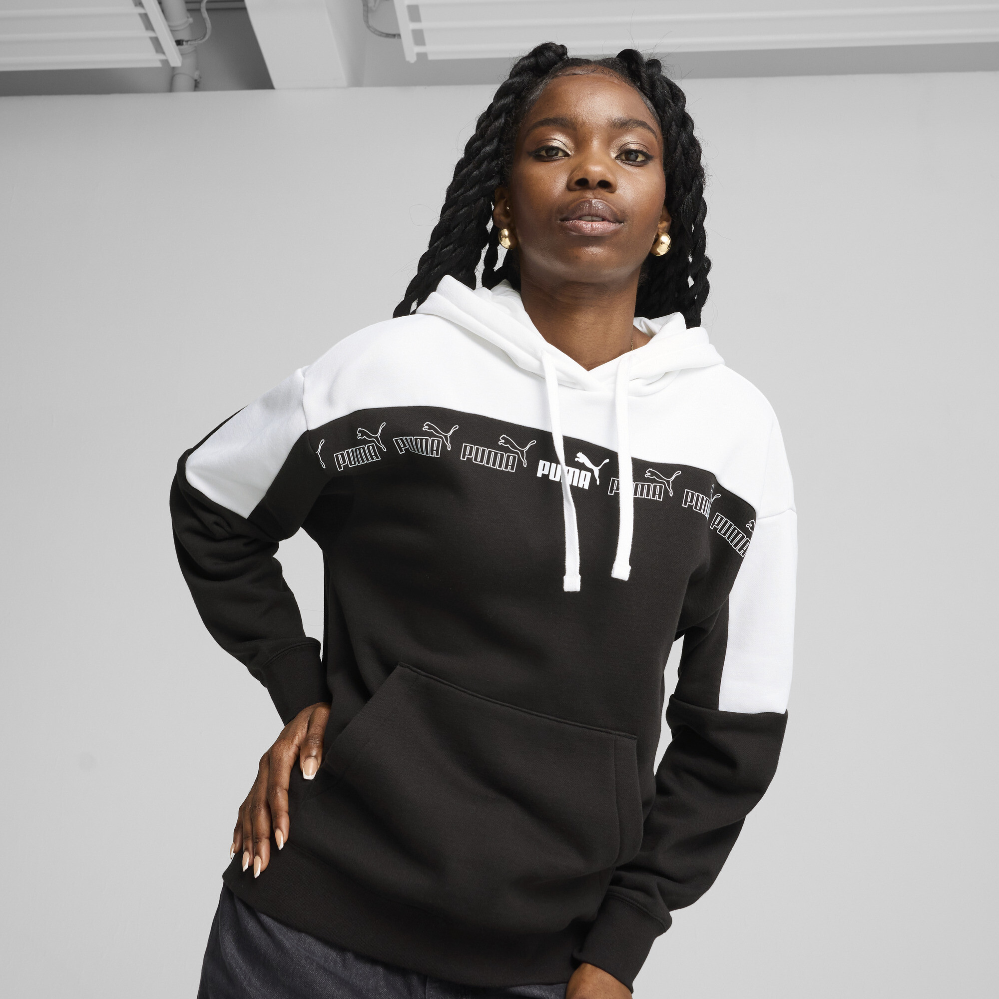 Puma Around The Block Hoodie Damen | Mit Print | Black | Größe: XXL