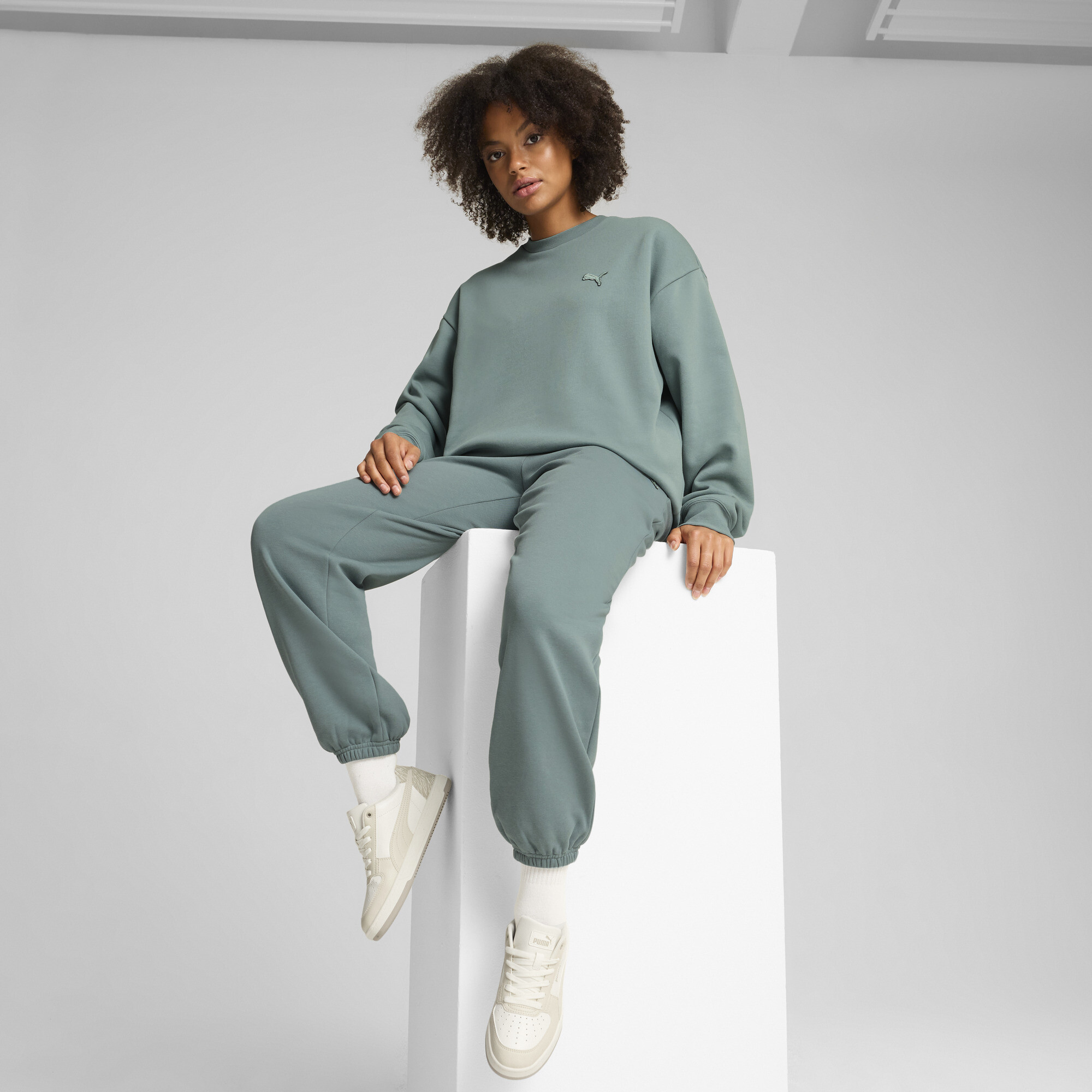 PUMA Essentials Elevated uniseks top met ronde hals, Groen, Maat XS thumbnail 6