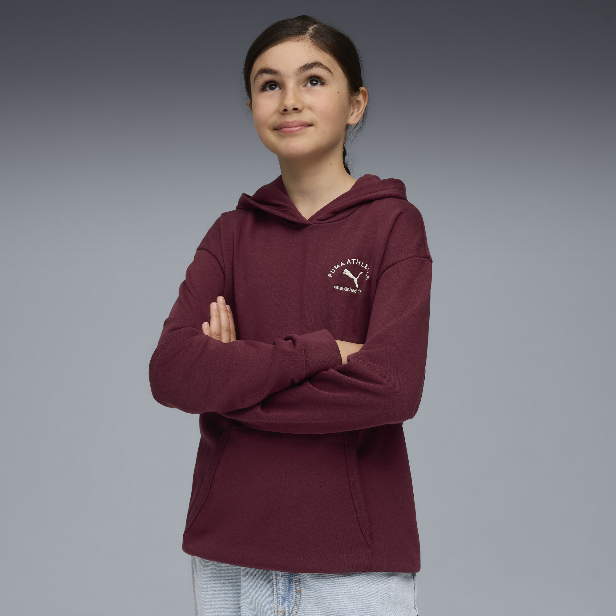 PUMA Class Pack Big Kids' Relaxed Hoodie in Red, Size S