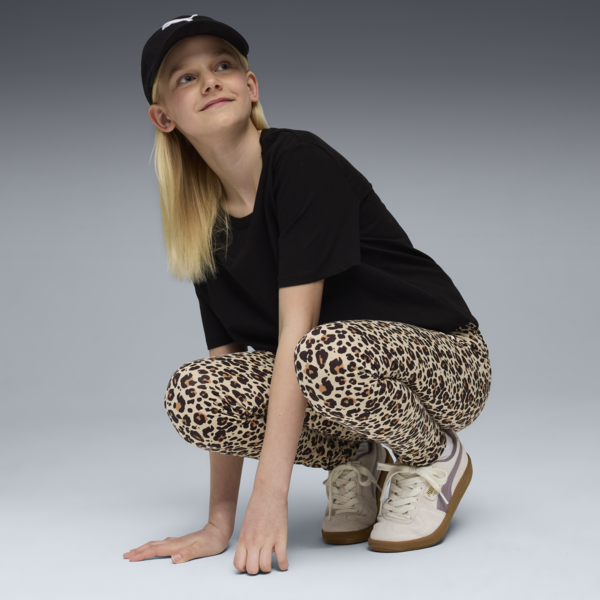 Essentials Graphic Animal Print Leggings Youth, Toasted Almond, large-ZAF