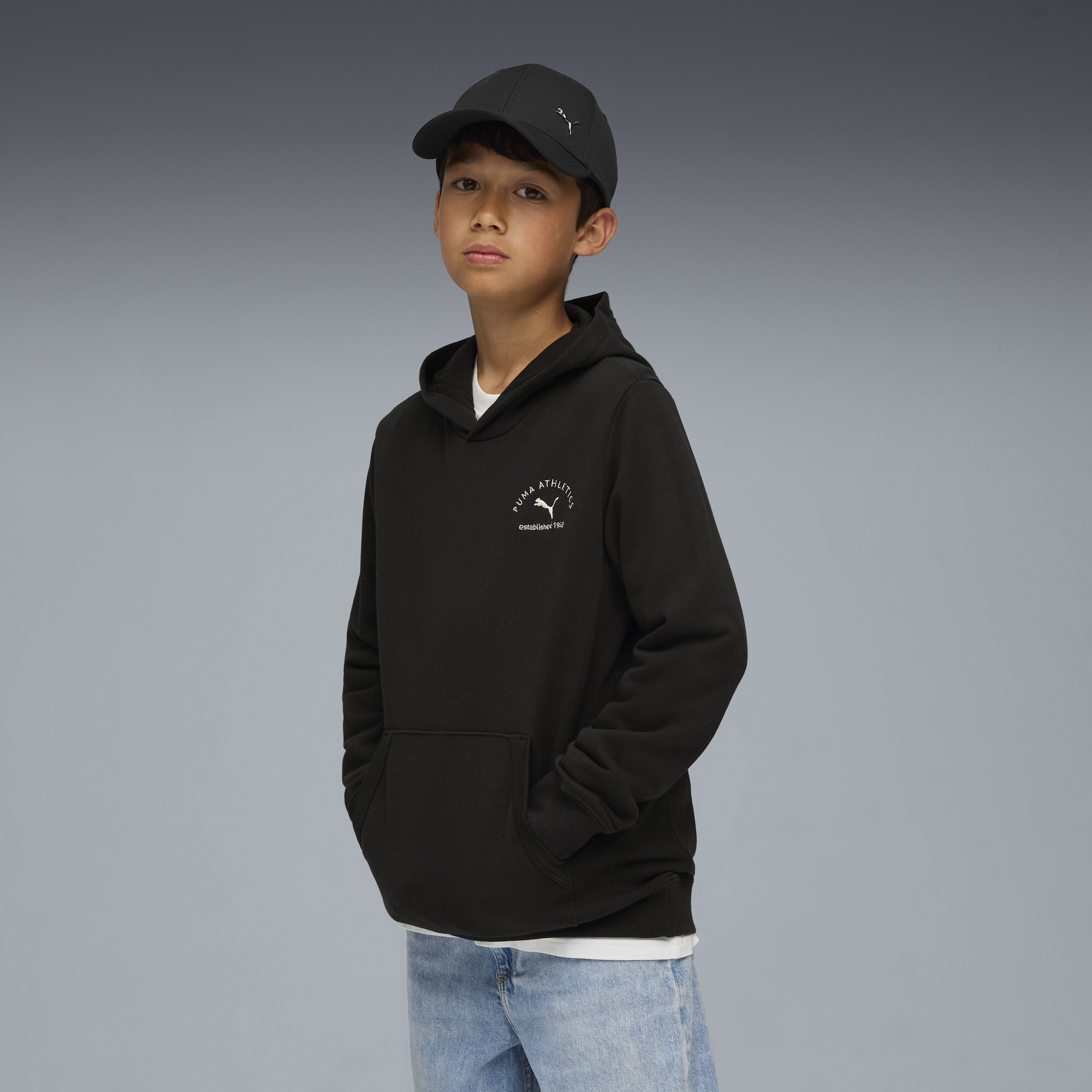 PUMA Class hoodie met print voor Heren, Zwart, Maat 13-14Y thumbnail 4