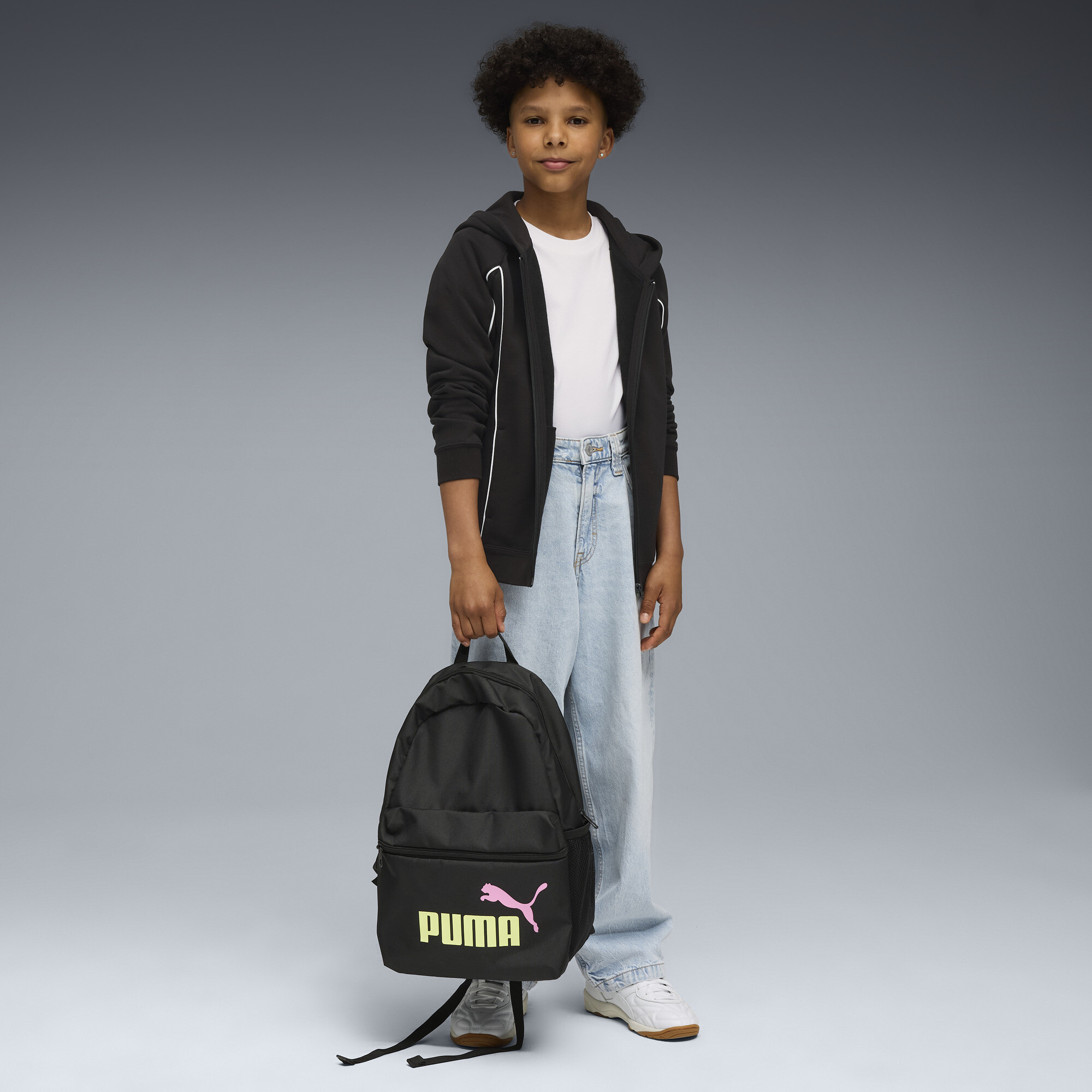 PUMA Sport hoodie met volledige rits voor Heren, Zwart, Maat 11-12Y thumbnail 2