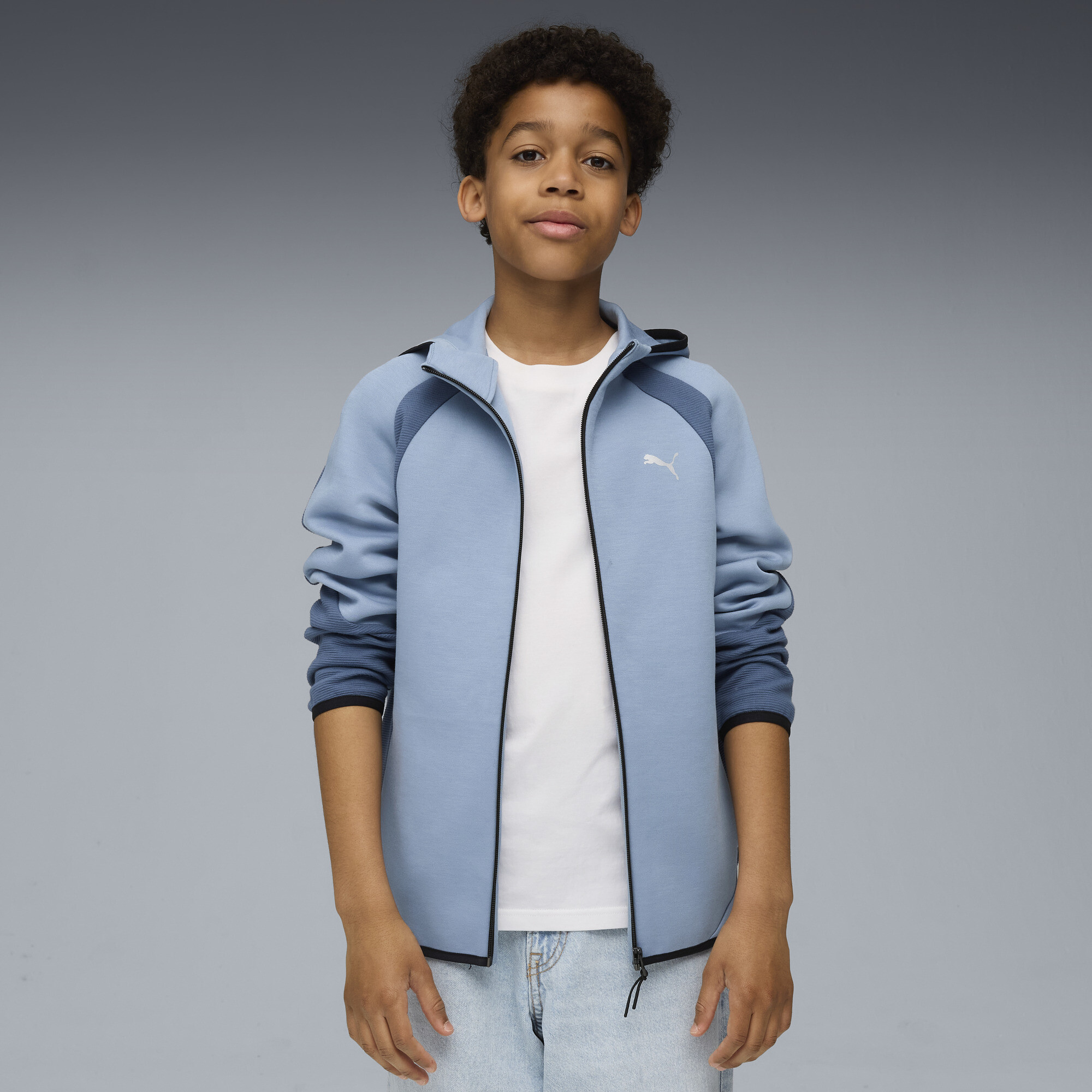 Детское худи Evostripe Full-Zip Hoodie Youth | Цвет: Синий | Cool