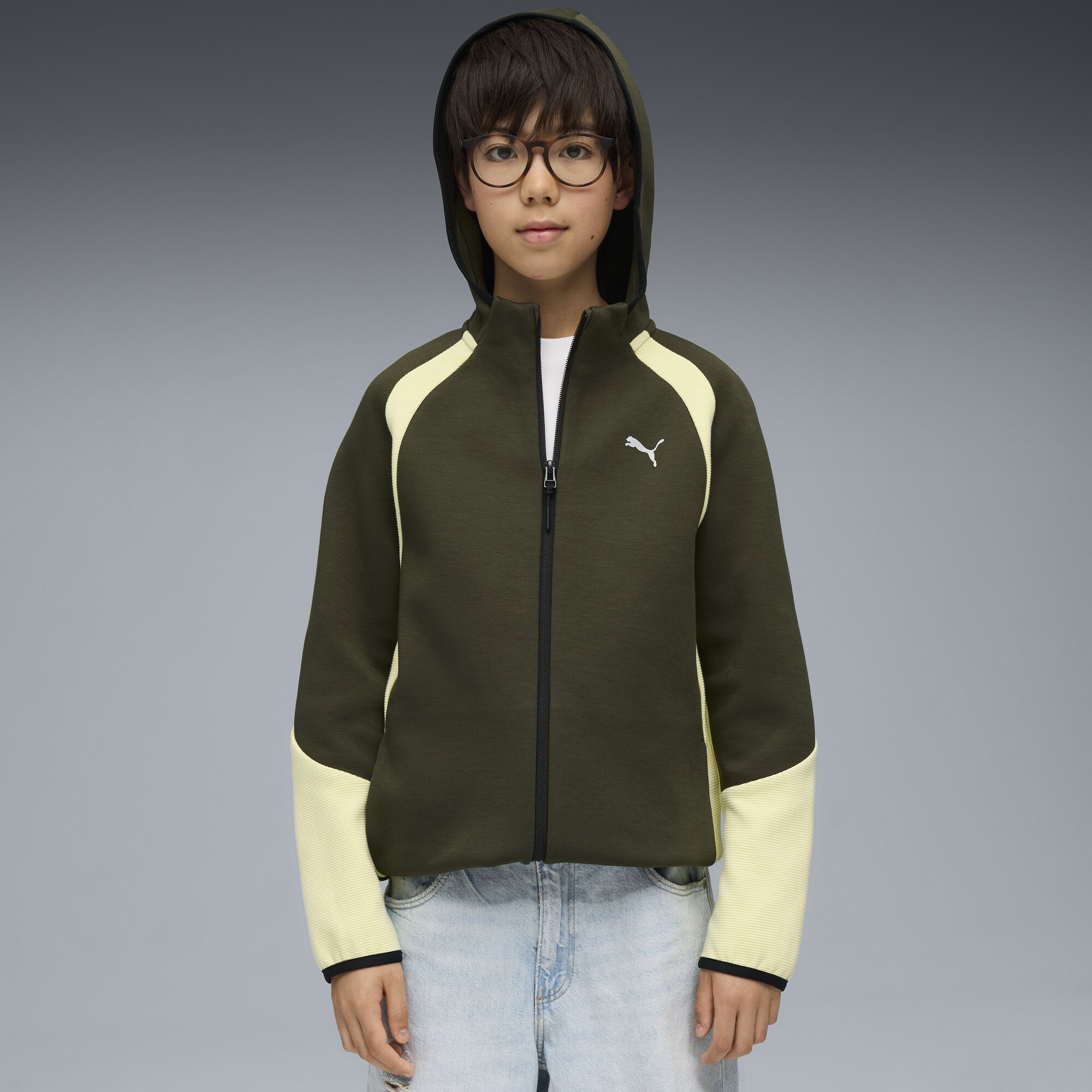 yuyy Дитяче худі Evostripe Full-Zip Hoodie Youth | Колір: Зелений