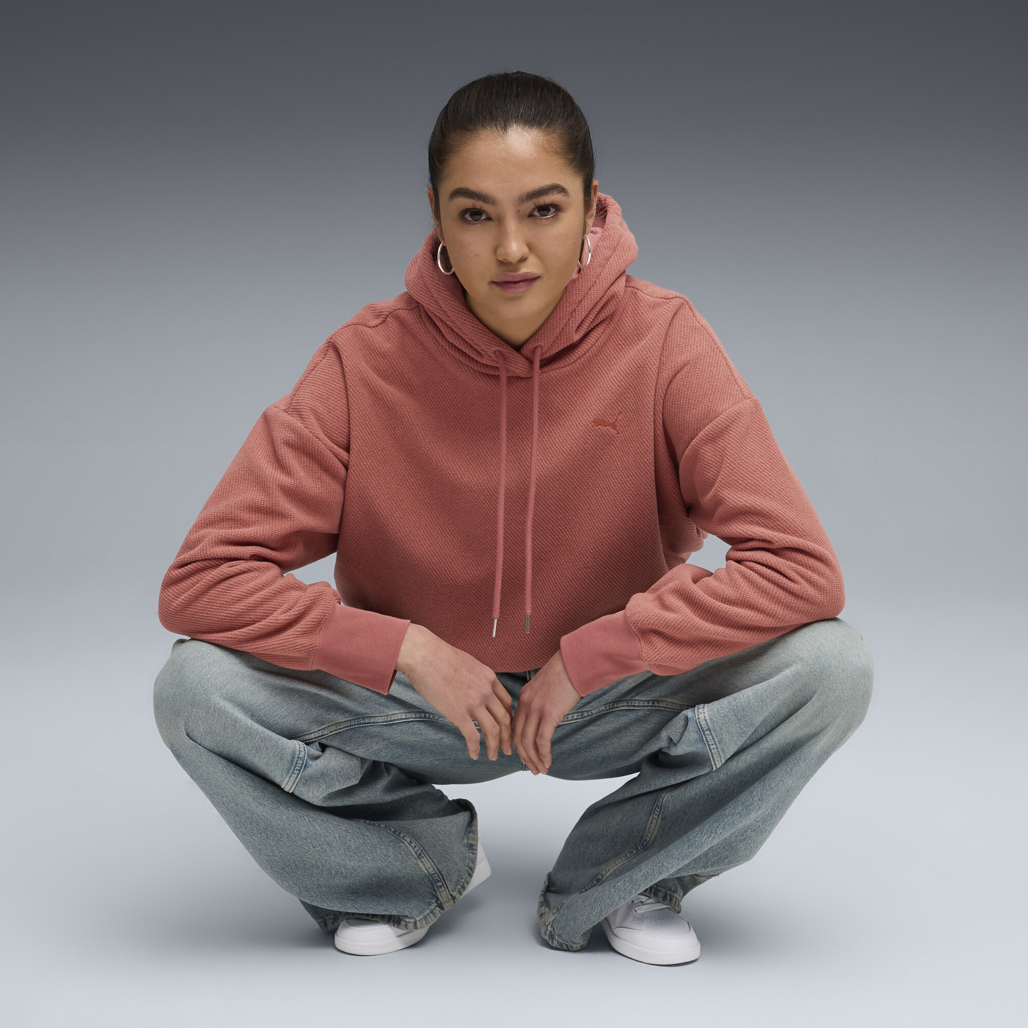 PUMA HER Oversized winterhoodie voor Dames, Rood, Maat M thumbnail 4