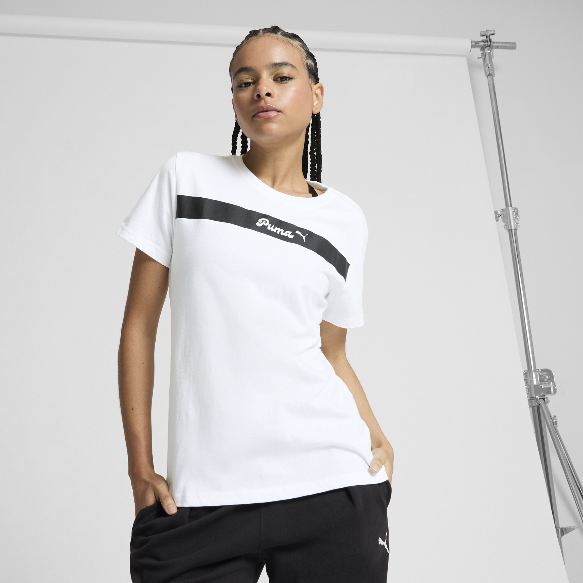 PUMA Upfront Women's T-Shirt in White, Size S