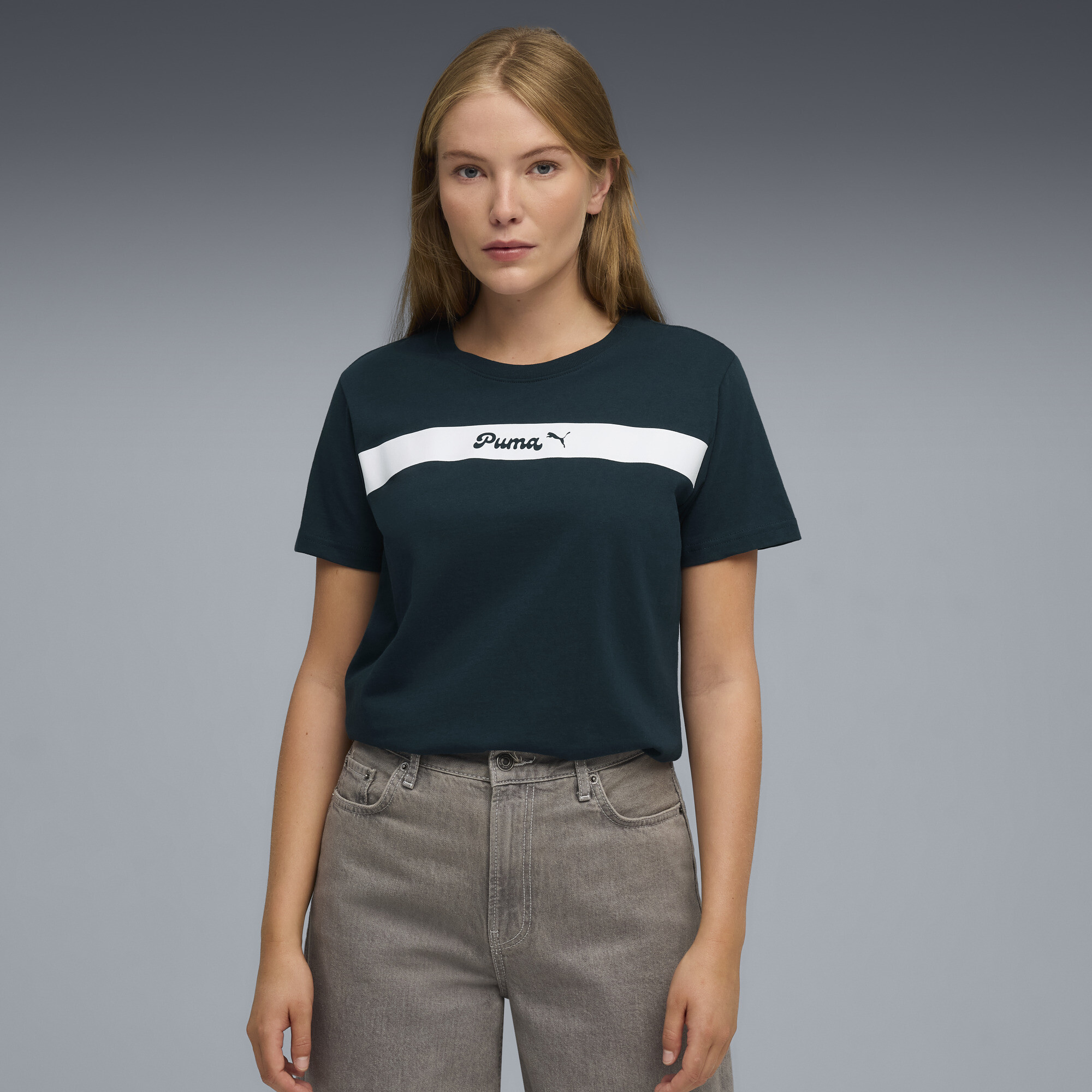 PUMA Upfront Women's T-Shirt in Green, Size XS