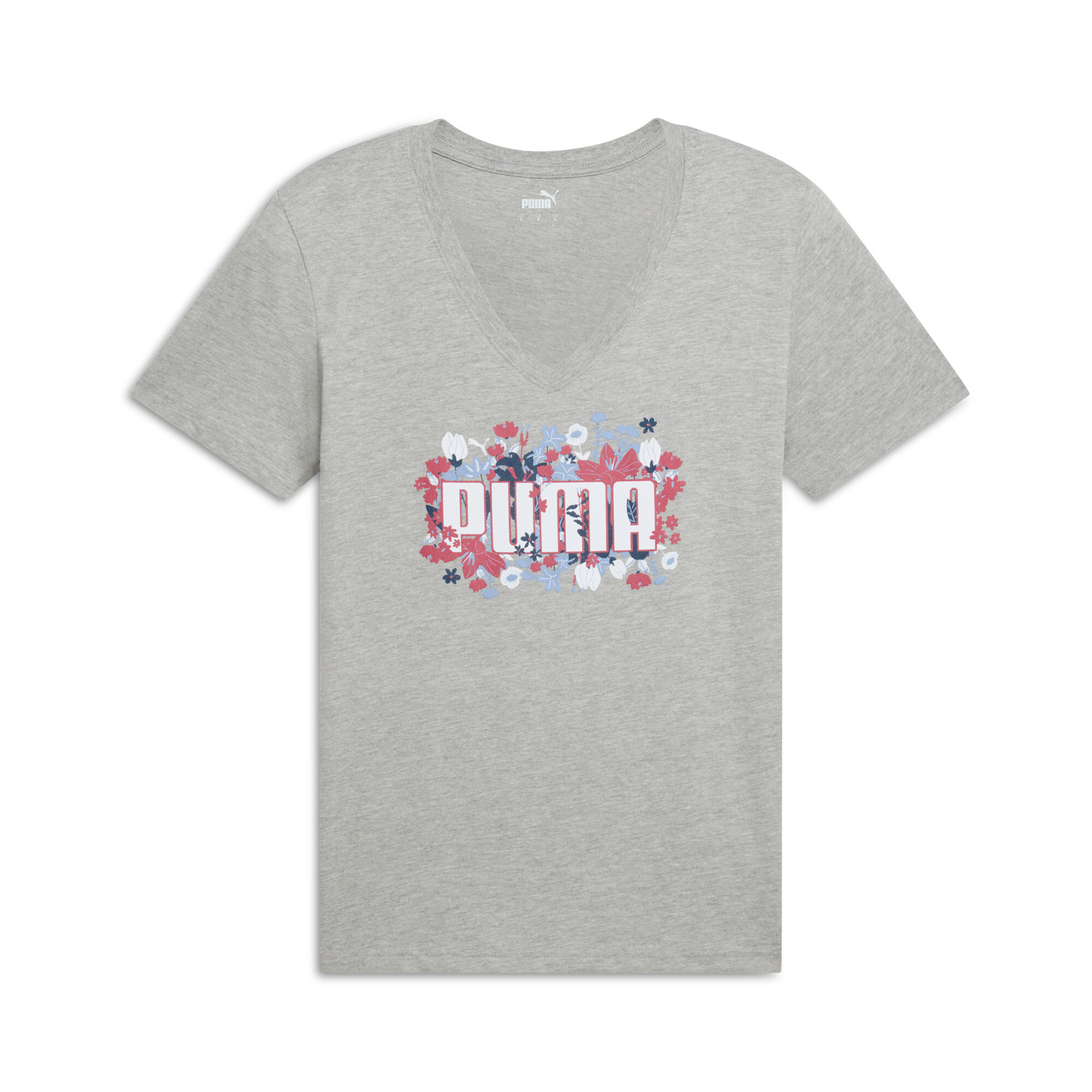 Puma Graphics Floral Women's T-shirt In Gray
