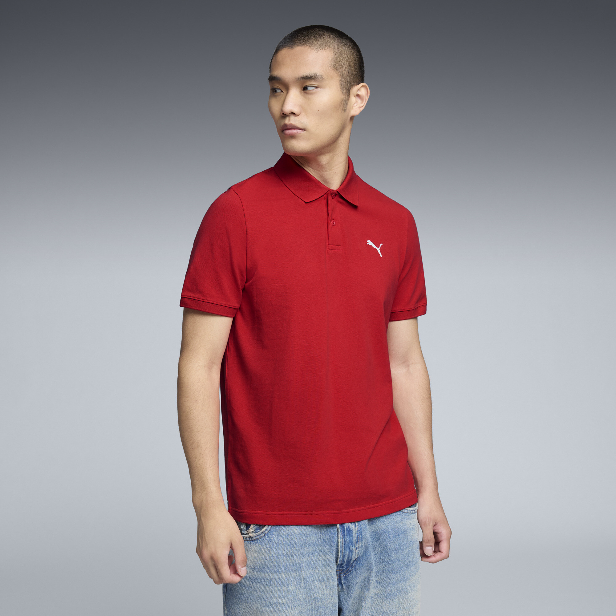 PUMA Essentials Men's Pique Polo Shirt in Red, Size S