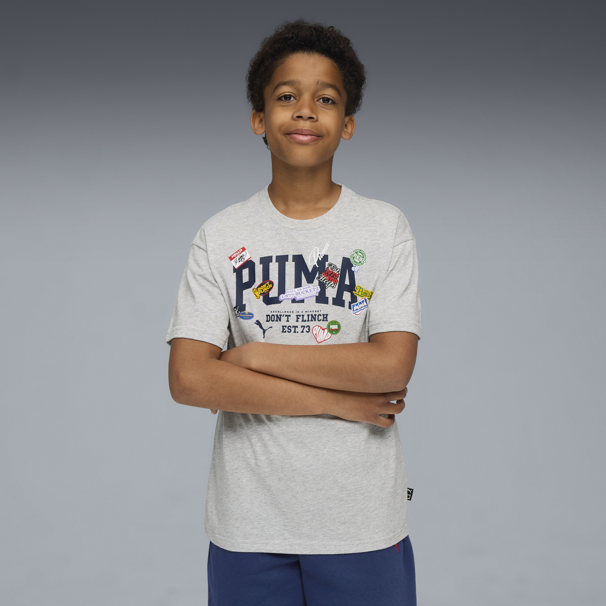 PUMA Hooper Hotline Big Kids Basketball T-Shirt in Grey Size XL 18$