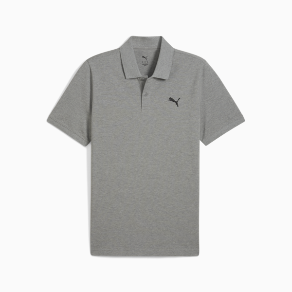 Essentials Small PUMA Logo Pique Polo Men, Medium Gray Heather, large-ZAF