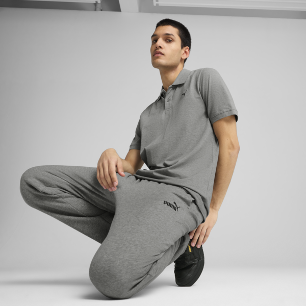 Essentials Small PUMA Logo Pique Polo Men, Medium Gray Heather, large-ZAF