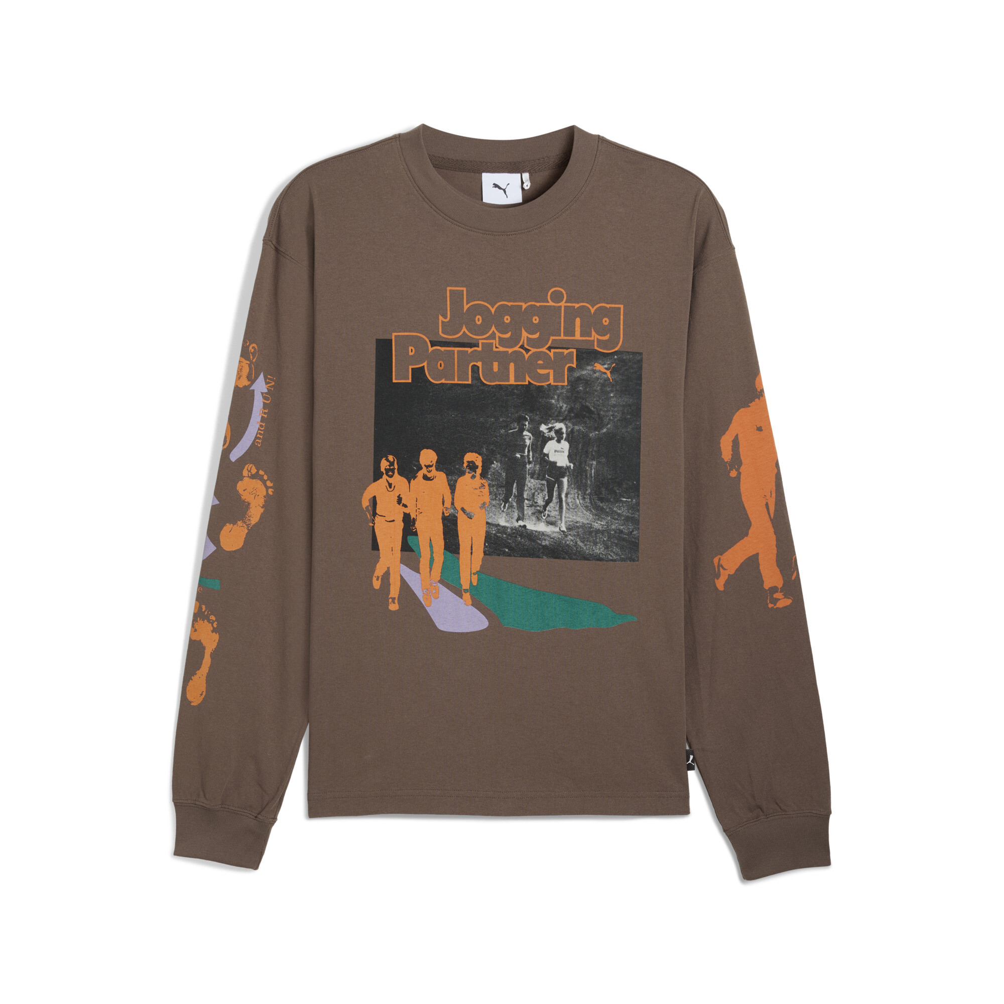 メンズ グラフィック ジョギング パートナー 長袖 Tシャツ