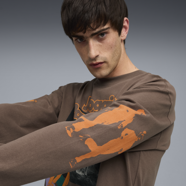 GRAPHIC Jogging Partner Long Sleeve Top Men, Flat Bronze, large-ZAF