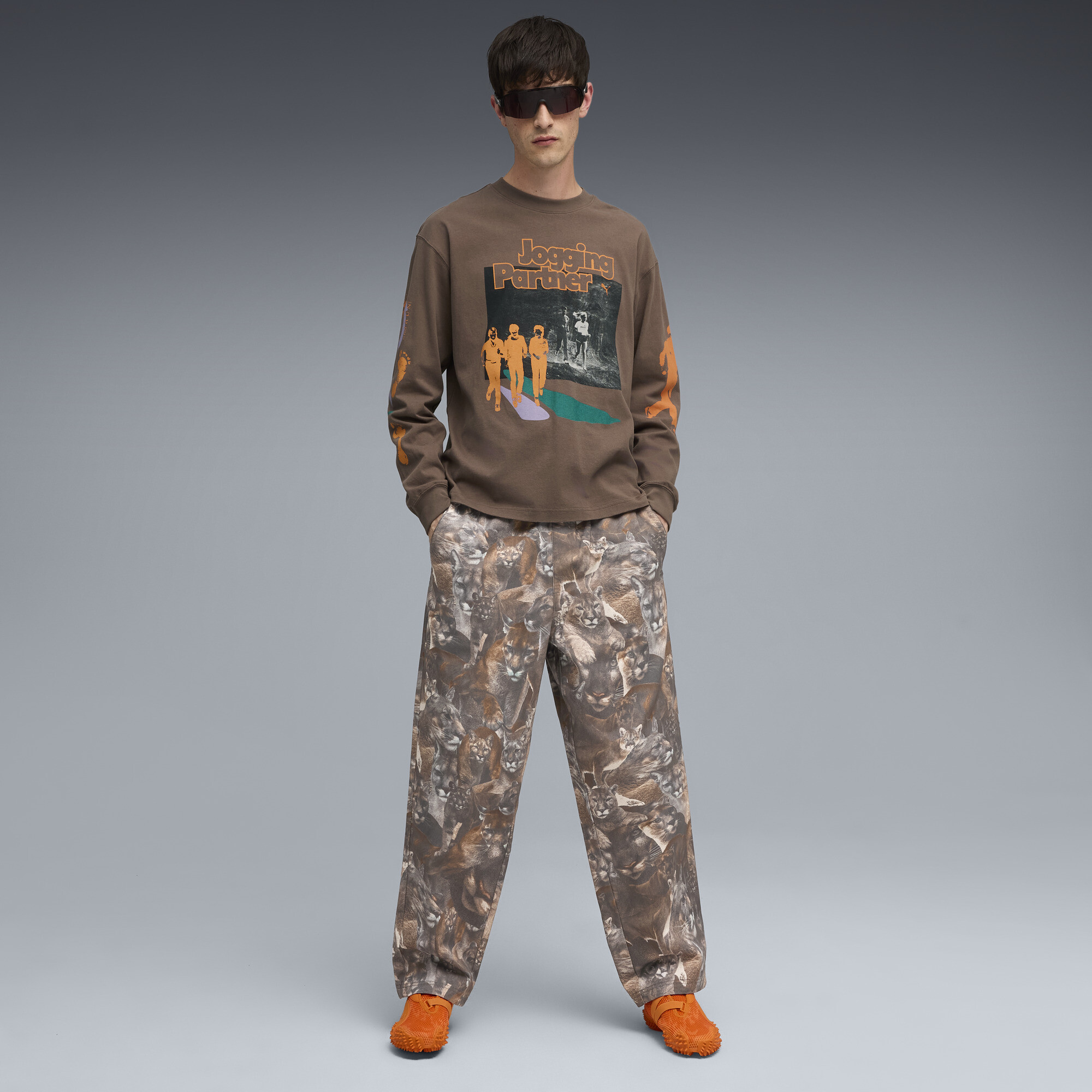 PUMA GRAPHIC Jogging Partner top met lange mouwen voor Heren, Brons, Maat XXL thumbnail 6