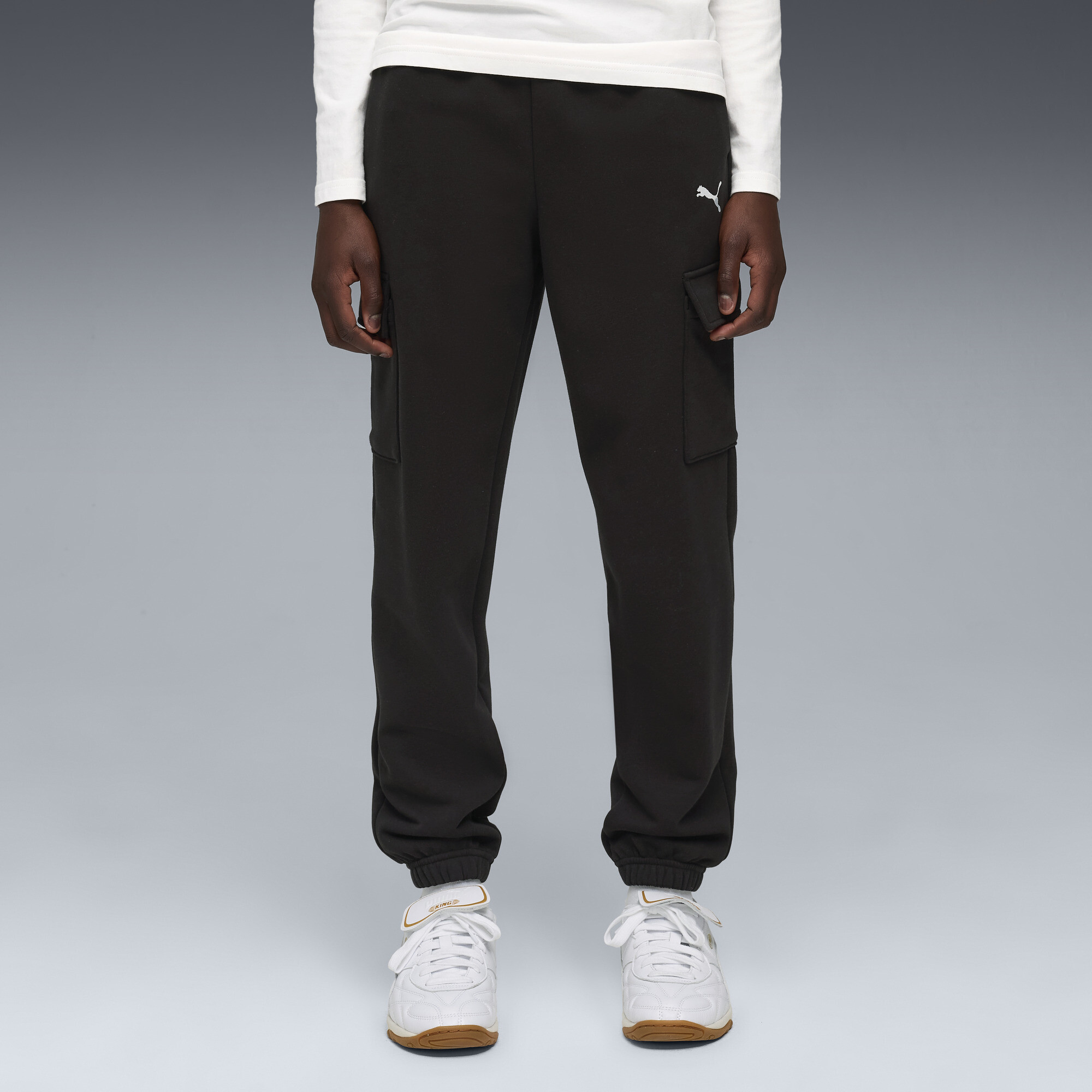 PUMA Essentials Relaxed Cargo Pants Youth in Black, Size XL
