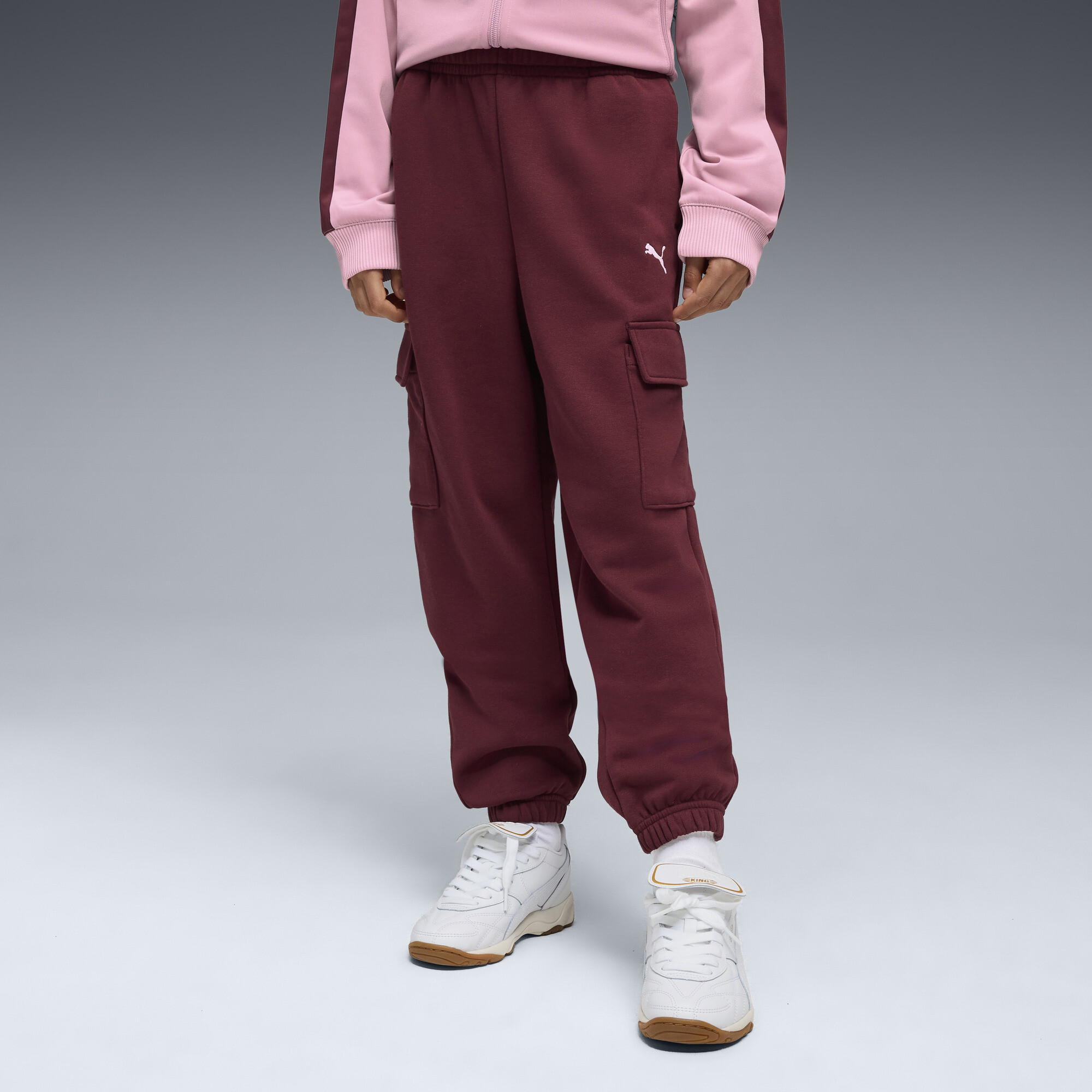 PUMA Essentials Big Kids' Relaxed Cargo Pants in Red, Size S