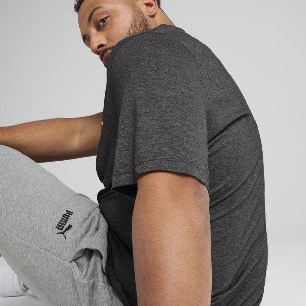 Essentials No. 1 Logo Heather Tee Men, PUMA Black, large-ZAF
