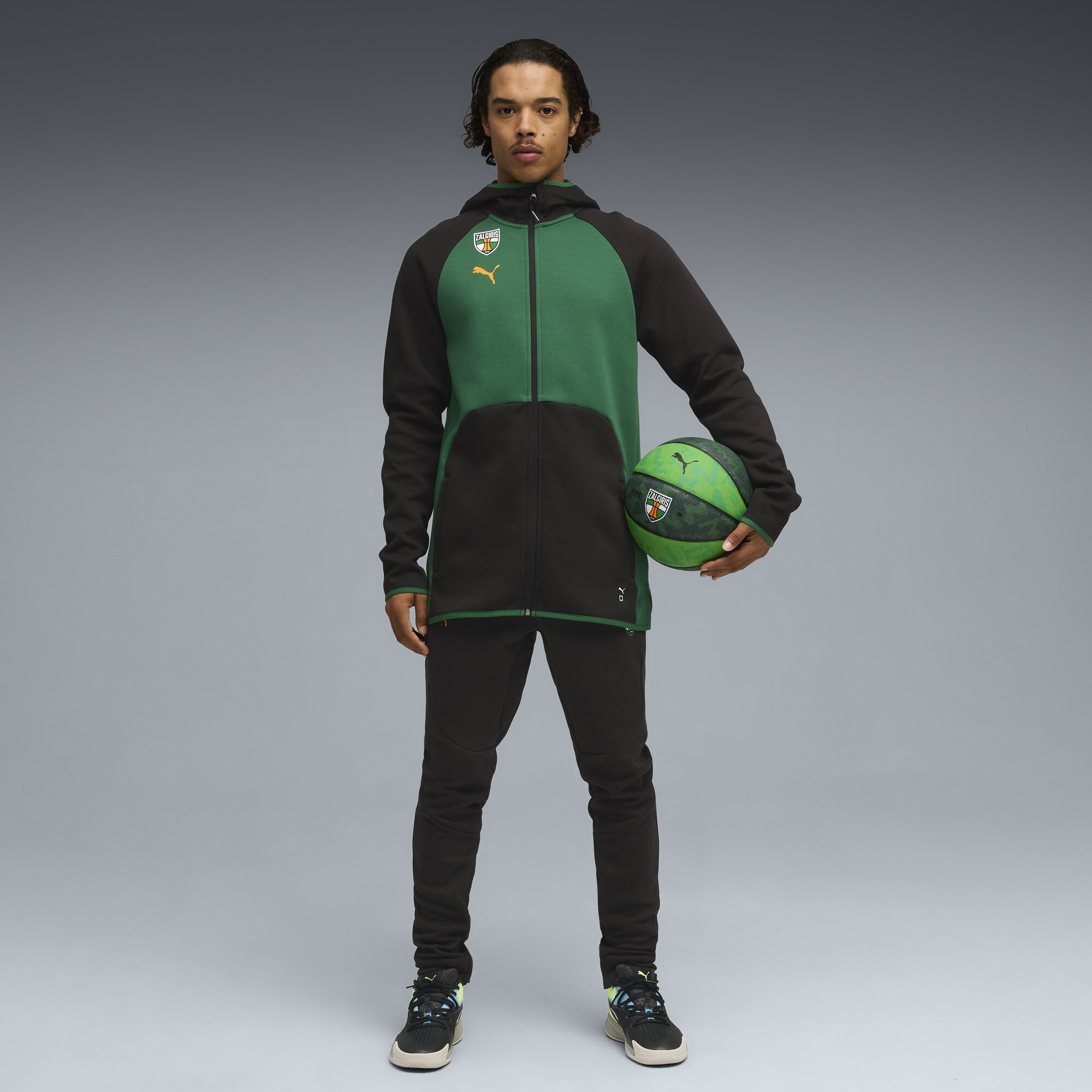 PUMA BC Zalgiris Kaunas Dime basketbaljack voor Heren, Zwart, Maat XS thumbnail 4