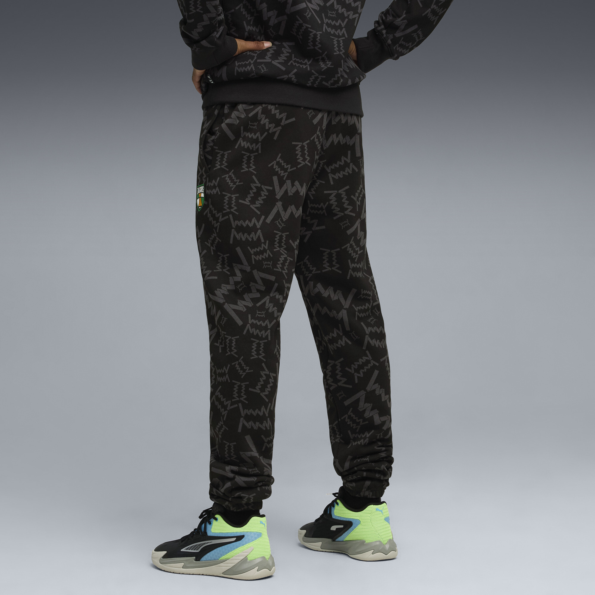 PUMA BC Zalgiris Kaunas Post Game basketbalbroek voor Heren, Zwart, Maat XS thumbnail 3