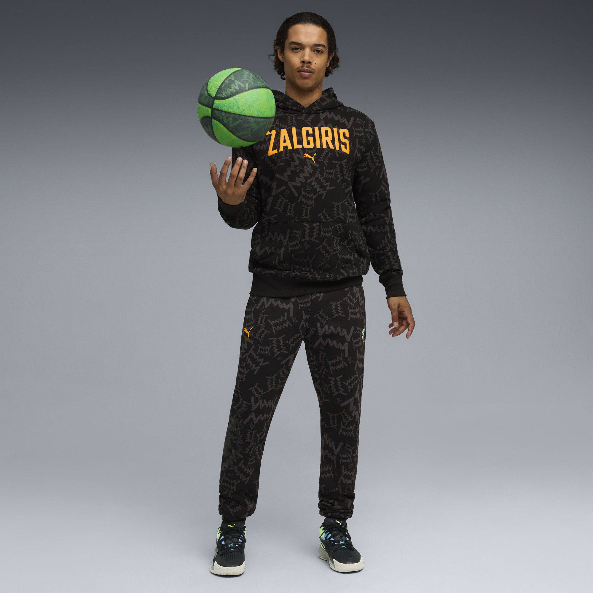 PUMA BC Zalgiris Kaunas Post Game basketbalbroek voor Heren, Zwart, Maat XS thumbnail 2