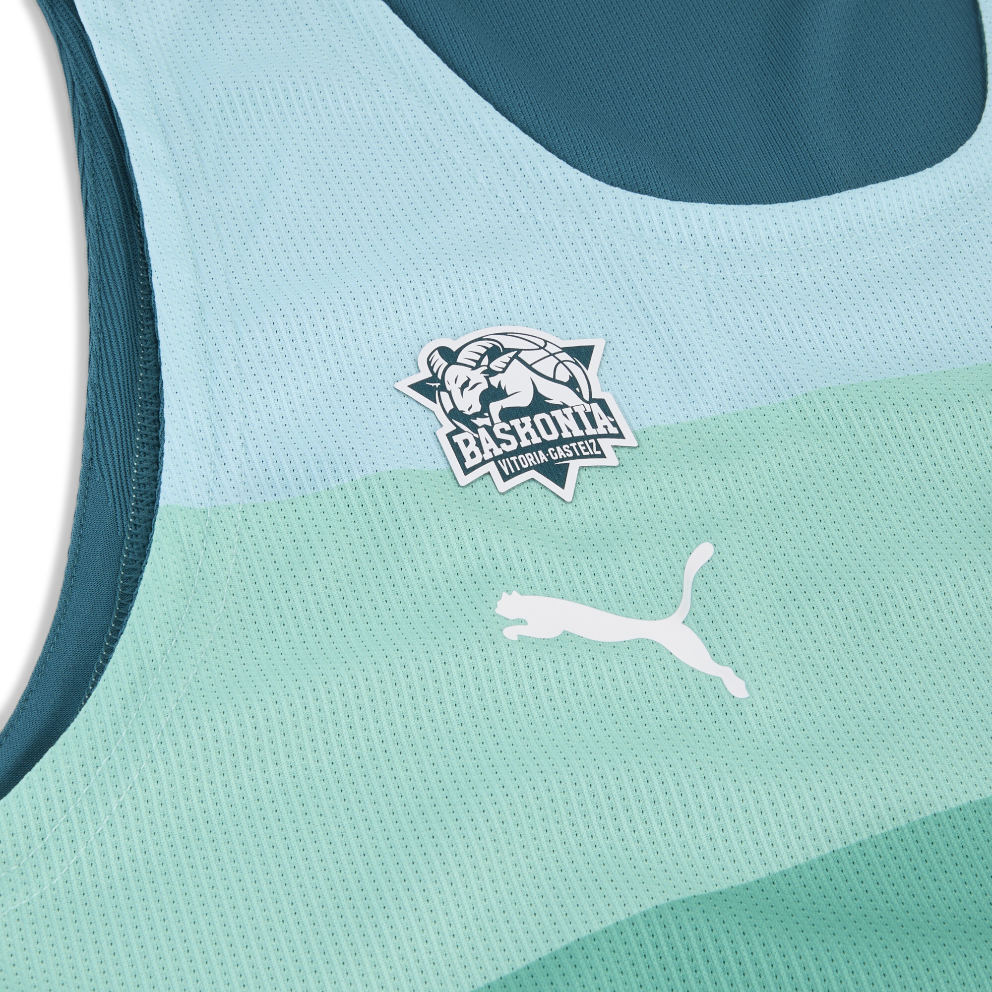 PUMA Saski Baskonia Pro Alternate basketbalshirt voor Heren, Groen, Maat XS thumbnail 3