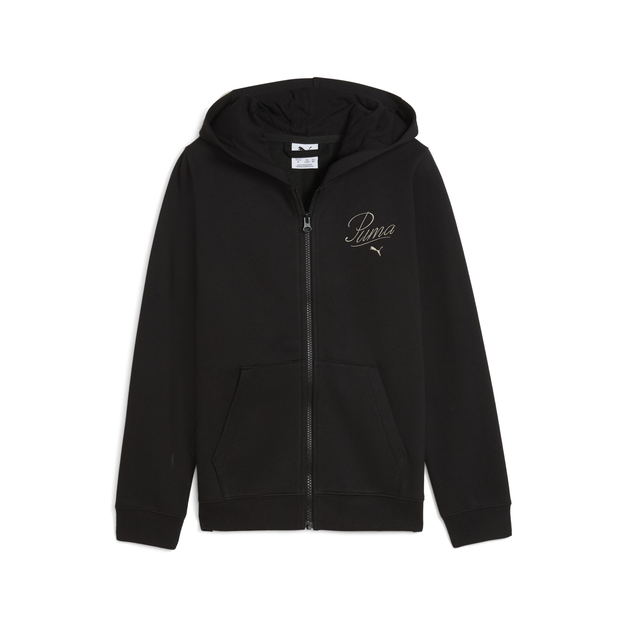 PUMA Essentials Script hoodie met volledige rits voor Dames, Zwart, Maat 15-16Y thumbnail 3