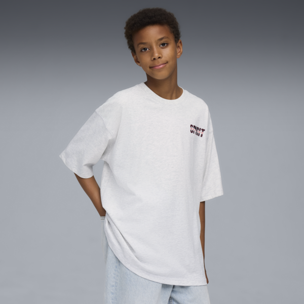 Wardrobe Essentials Go Together Oversized Graphic Tee Youth, Alpine Snow-Melange, large-ZAF