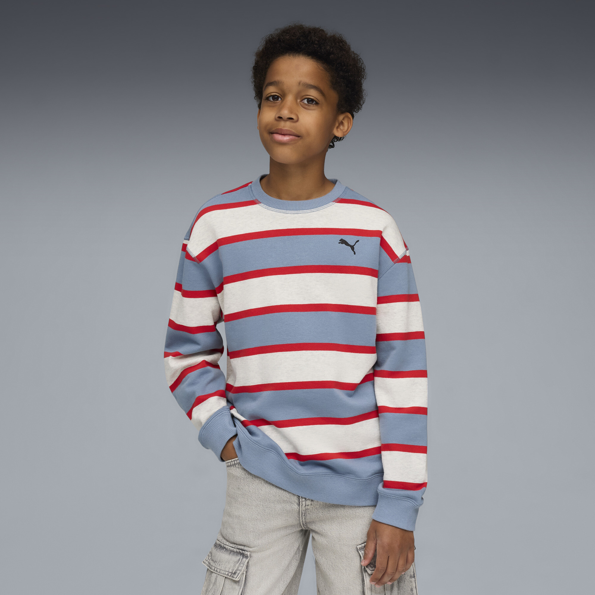 Puma Wardrobe Essentials Relaxed Crew Youth In Purple