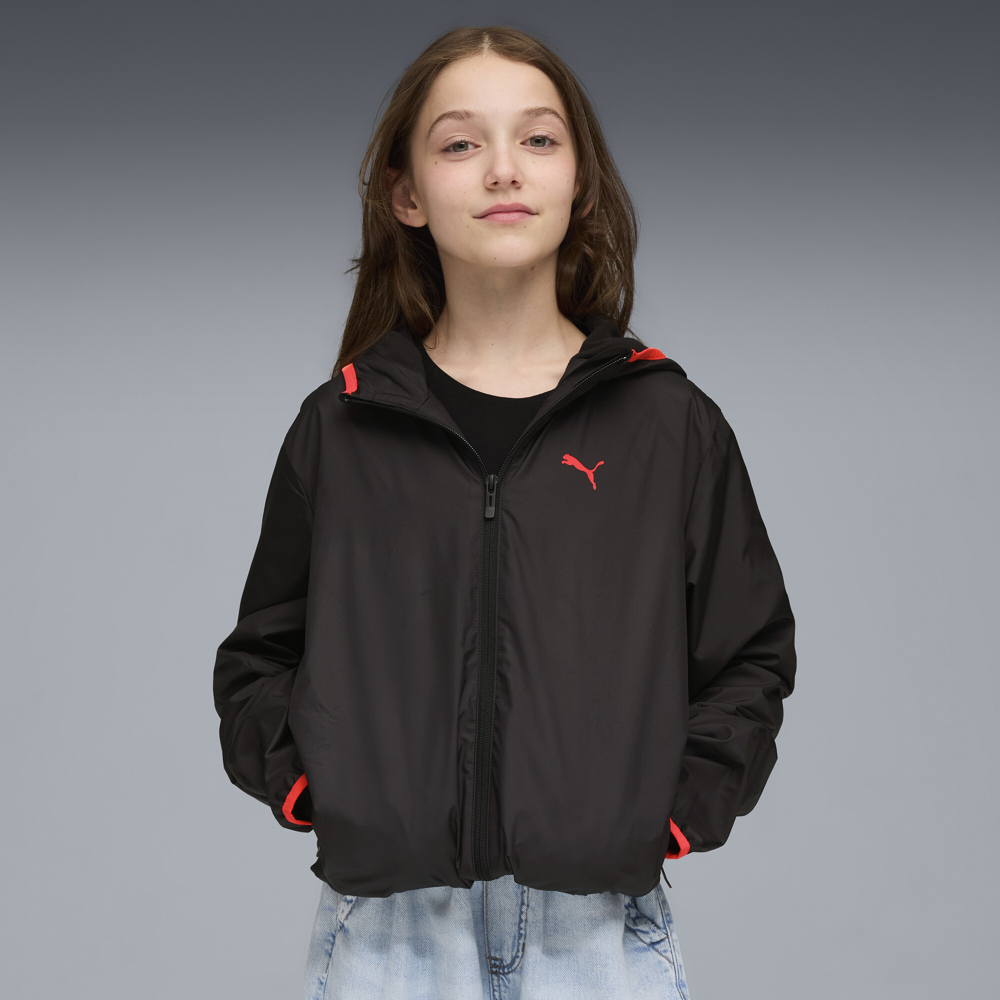 Puma Windjacke mit Fleecefutter Teenager Für Für Kinder | Mit Plain | Black | Größe: 11-12Y