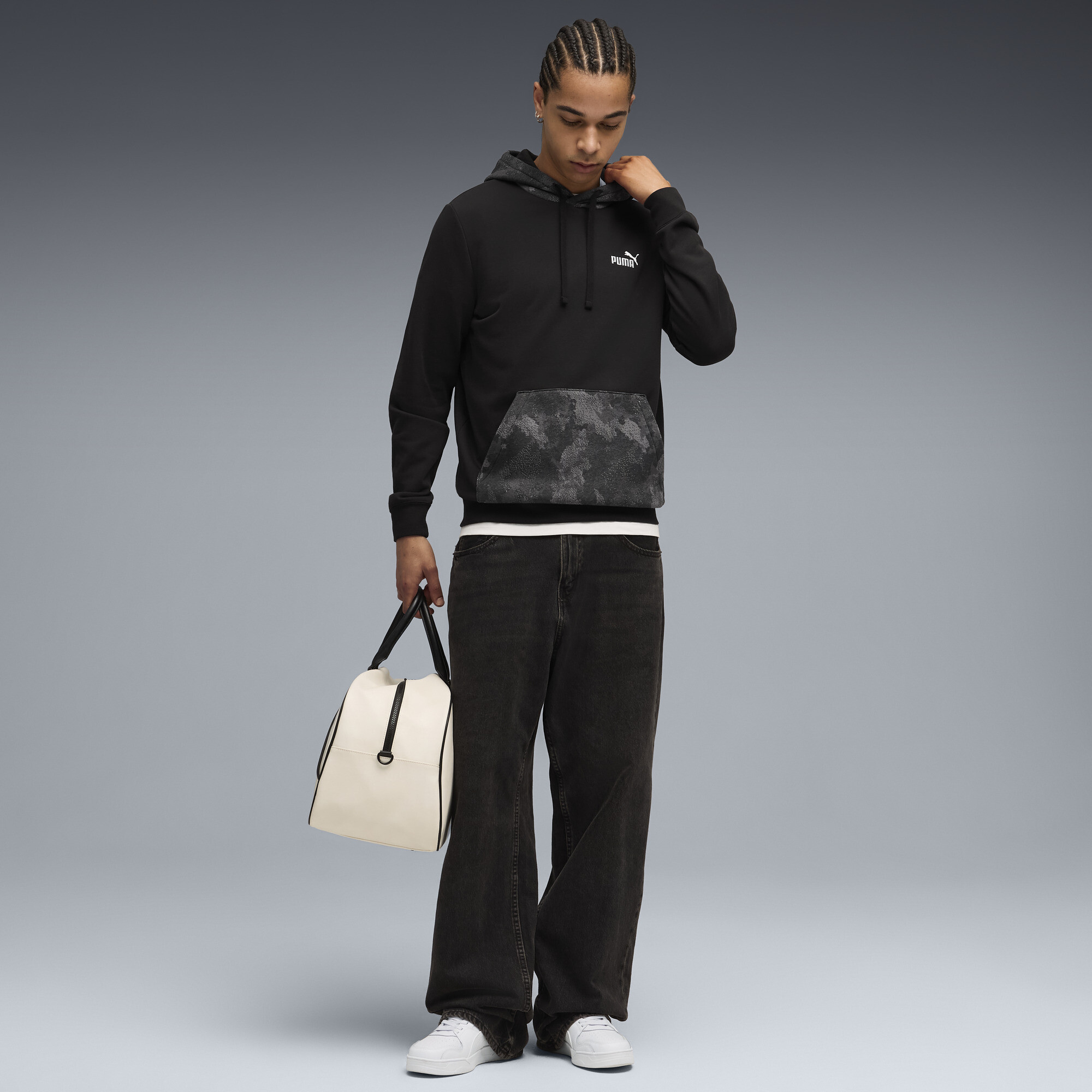 PUMA Essentials camouflagehoodie voor Heren, Zwart, Maat S thumbnail 4