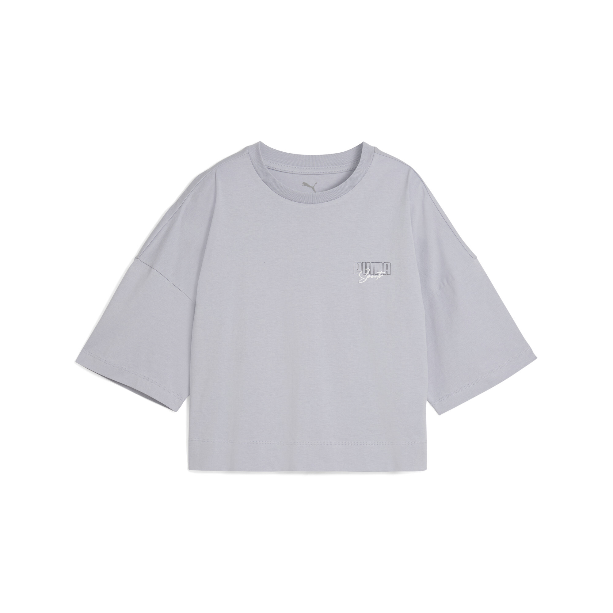 PUMA Elevated Graphic Cropped Tee Vrouwen voor Dames, Grijs, Maat S