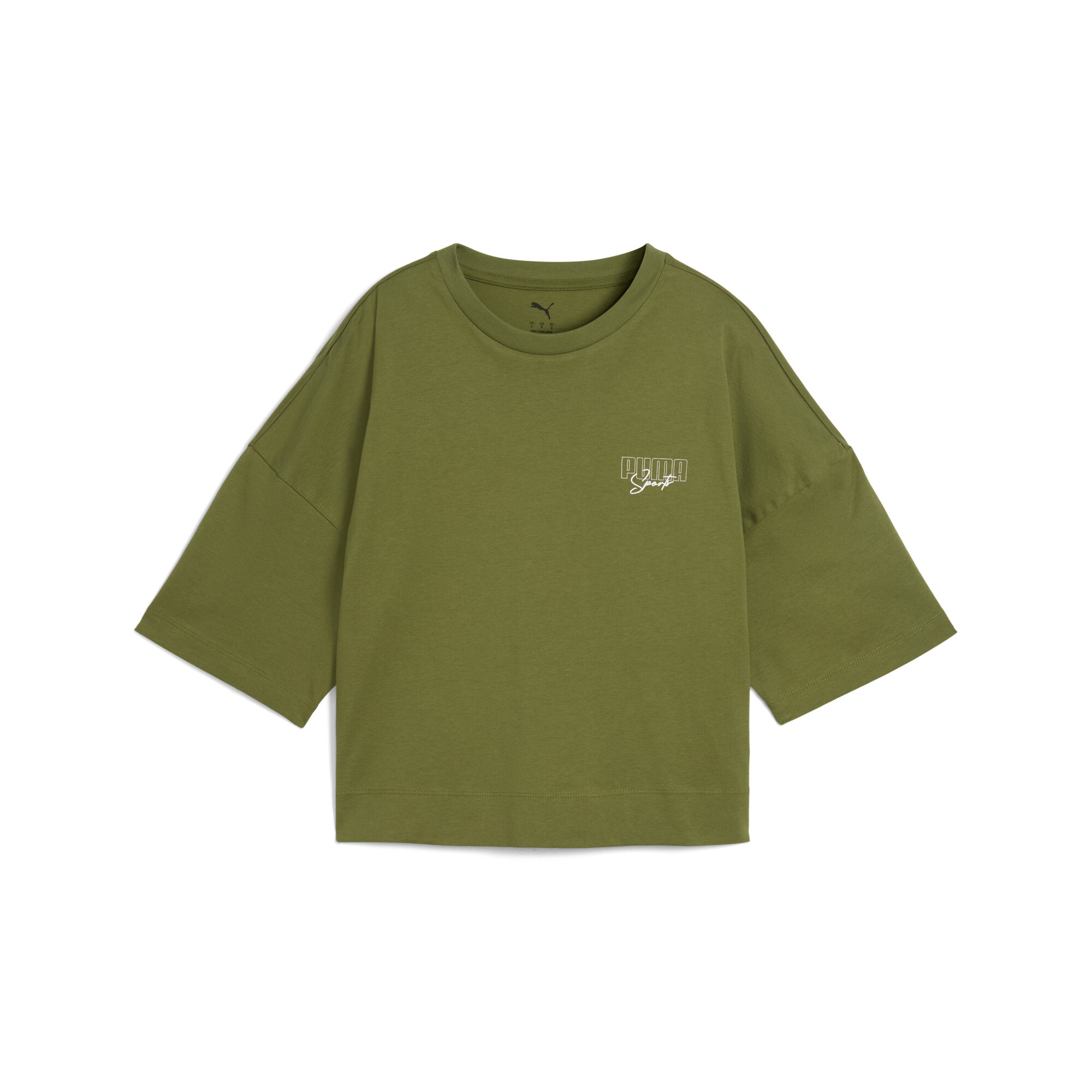 PUMA Elevated Graphic Cropped Tee Vrouwen voor Dames, Groen, Maat XS