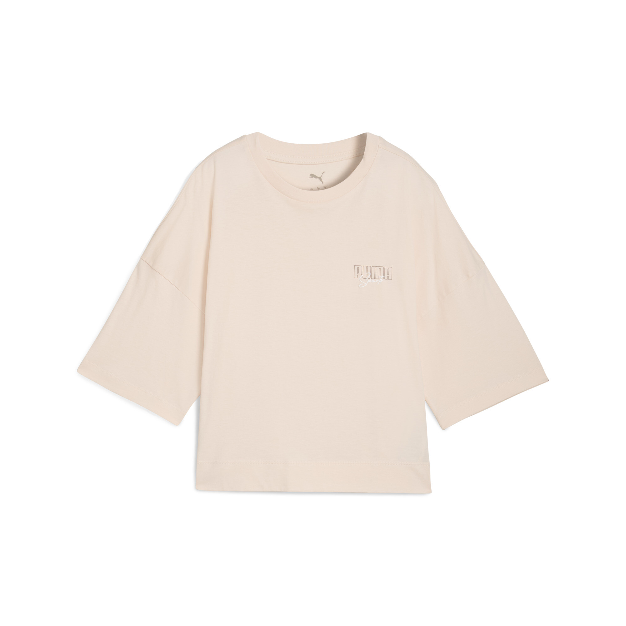 PUMA Elevated Graphic Cropped Tee Vrouwen voor Dames, Roze/Groen, Maat L