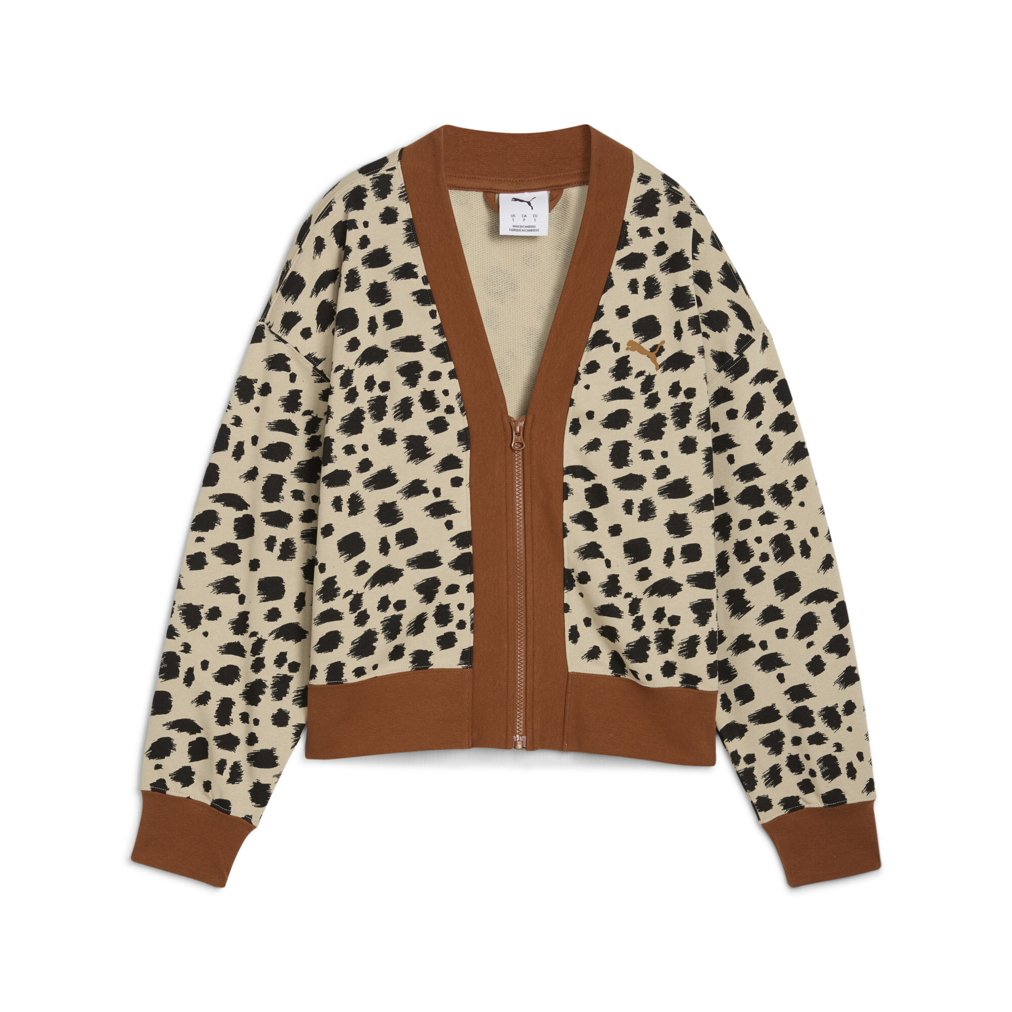 Puma Leo Cardigan Damen | Mit Animal Print | Putty | Größe: L