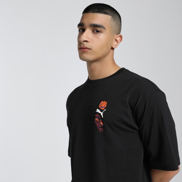 Floral Sport Graphic Boxy Tee Men, PUMA Black, large-MEX
