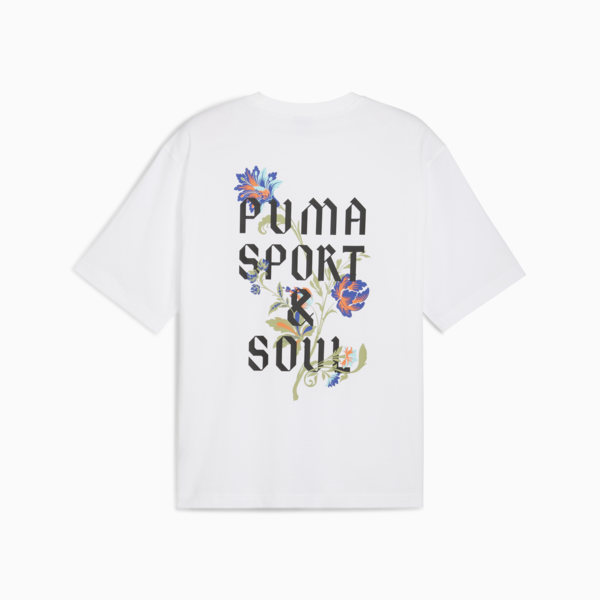 Floral Sport Graphic Boxy Tee Men, PUMA White, large-MEX