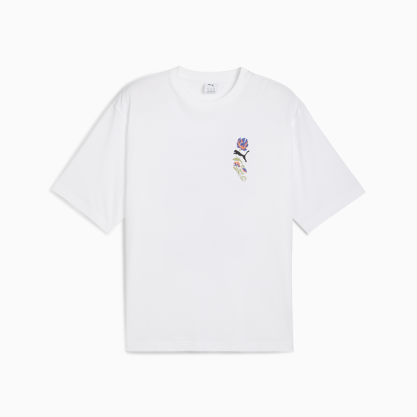 Floral Sport Graphic Boxy Tee Men, PUMA White, large-MEX
