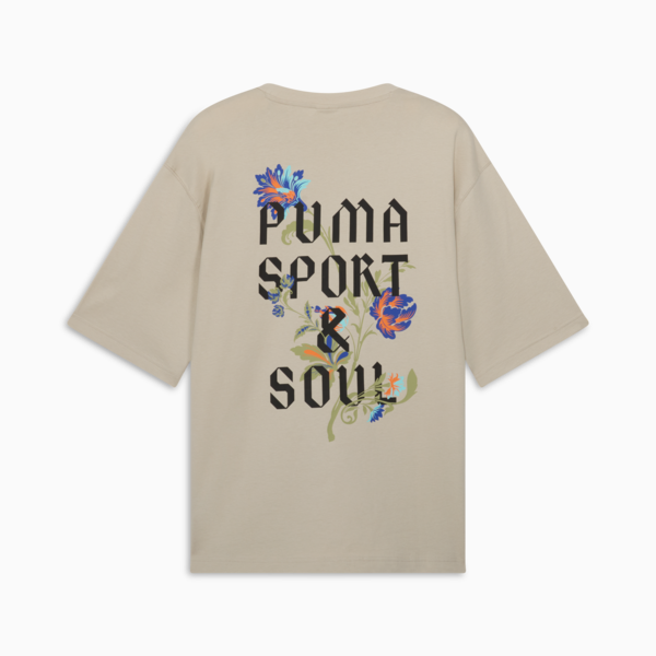 Floral Sport Graphic Boxy Tee Men, Desert Dust, large-MEX