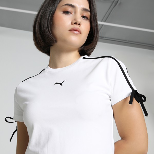 Camiseta corta ajustada Modern Delight para mujer, PUMA White, large-MEX