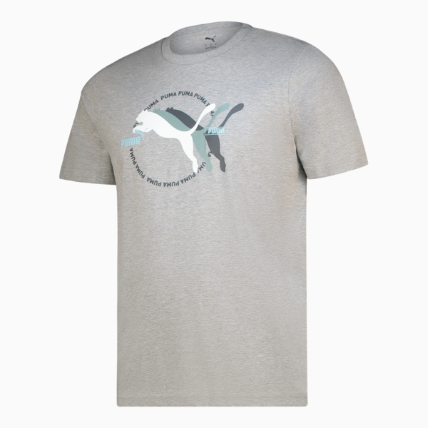 Graphics Multiple Cat Logo Tee Men, Light Gray Heather, large-ZAF