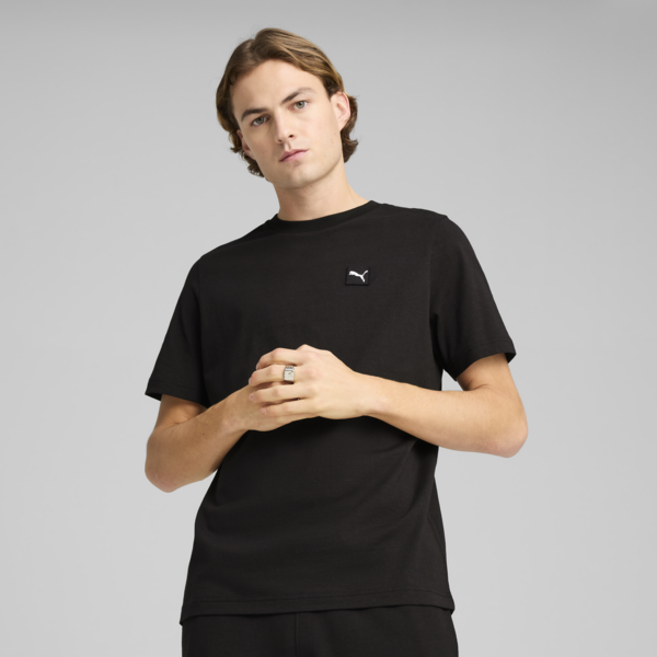 Essentials Elevated Tee Men, PUMA Black, large-ZAF