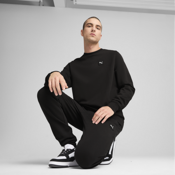 Essentials Elevated Crew Men, PUMA Black, large-ZAF