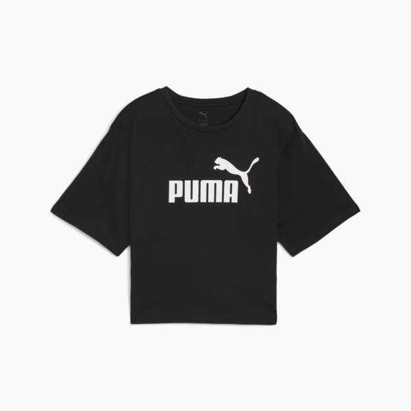Essentials Cropped No. 1 Logo Relaxed Tee Women, PUMA Black, large-ZAF