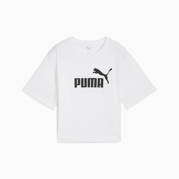 Essentials Cropped No. 1 Logo Relaxed Tee Women, PUMA White, large-ZAF